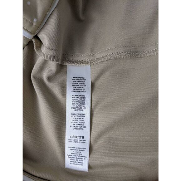 Chico's Zenergy Sz 3 / XL Extra Large Golf Gold Polka Dots Spotted Print 2 Pocke - Picture 5 of 7